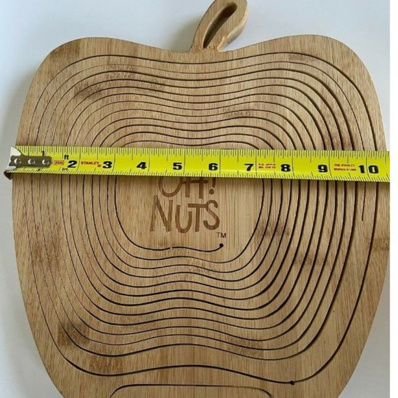 OH! NUTS Apple Shaped Collapsible Wood Fruit / Nut Basket Bowl - Picture 6 of 7